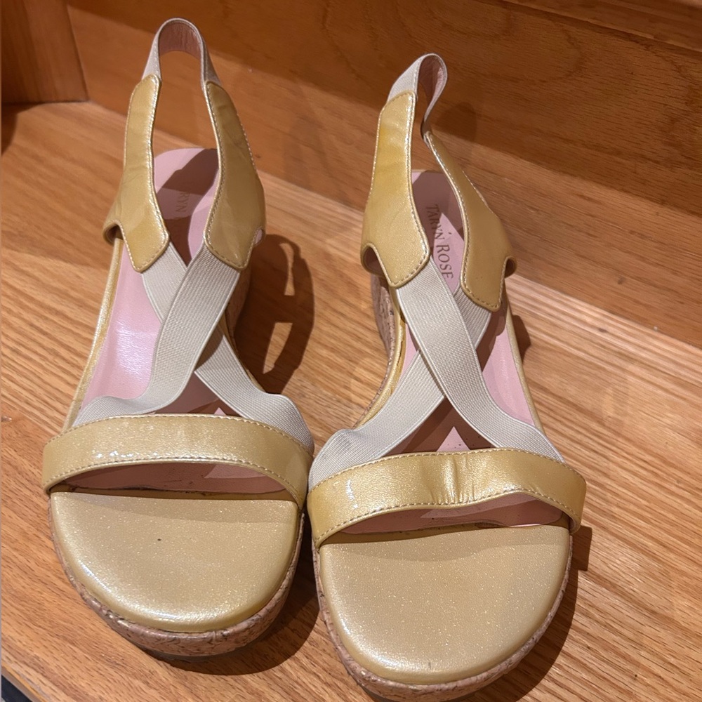 Taryn Rose Gold Wedge Sandals very lightly used